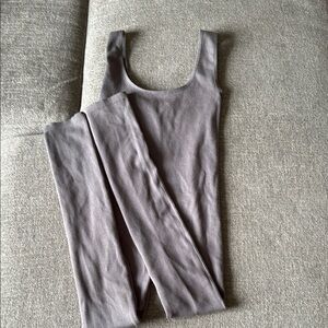 Gray Ribbed Lightweight Bodysuit